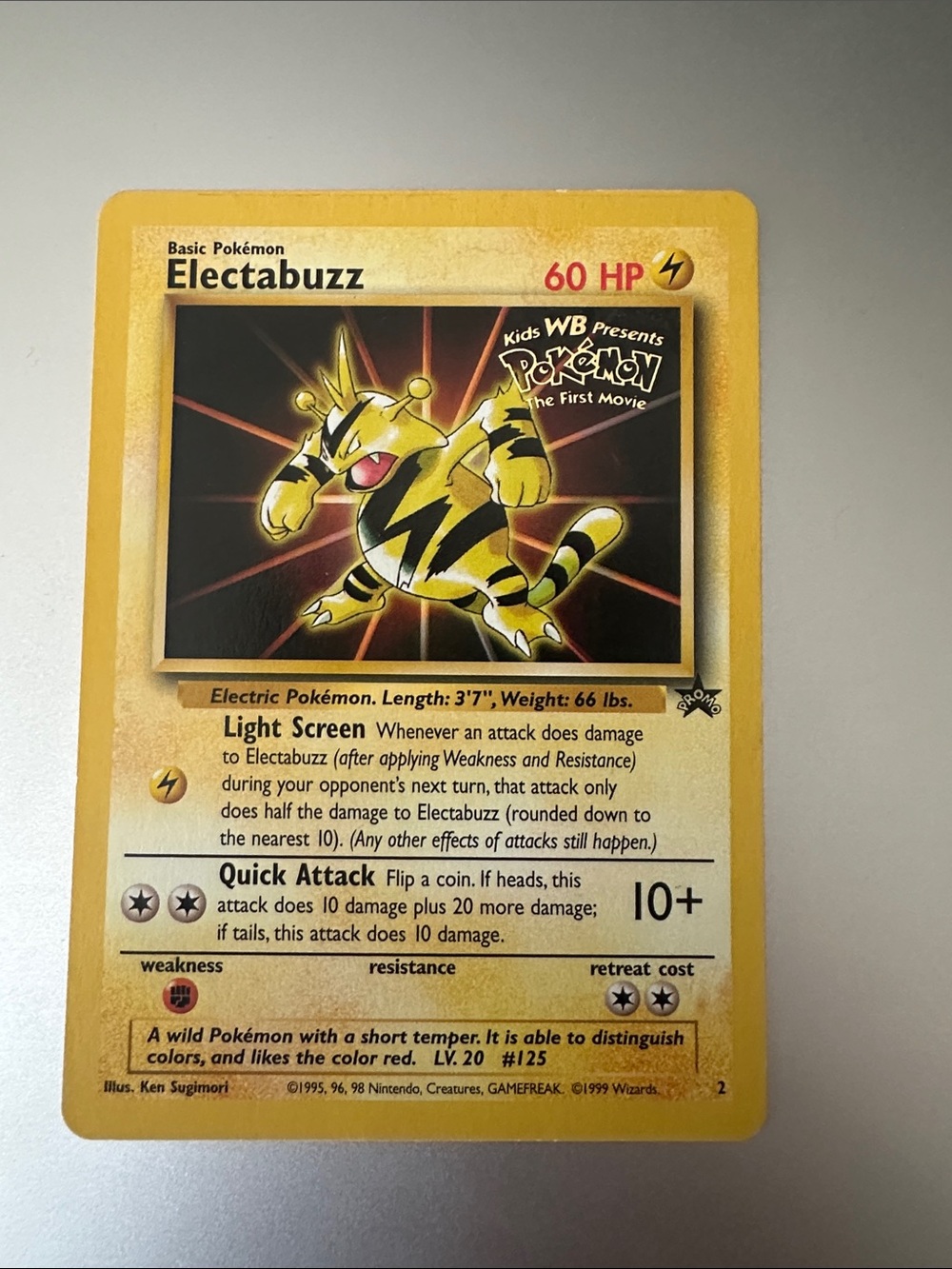 Electabuzz Pokémon Trading Card - 1999 Kids WB Black Star First Movie Promo